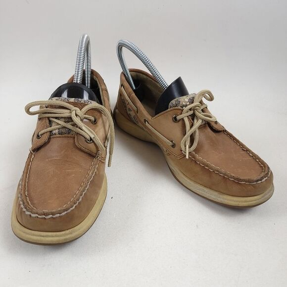 SPERRY TOP SIDER leather leopard Lenin sequin loafers shoes Size 7M - Picture 1 of 10
